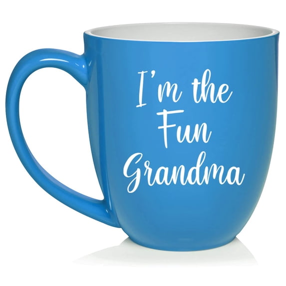 I'm The Fun Grandma Grandmother Ceramic Coffee Mug Tea Cup Gift (16oz Light Blue)
