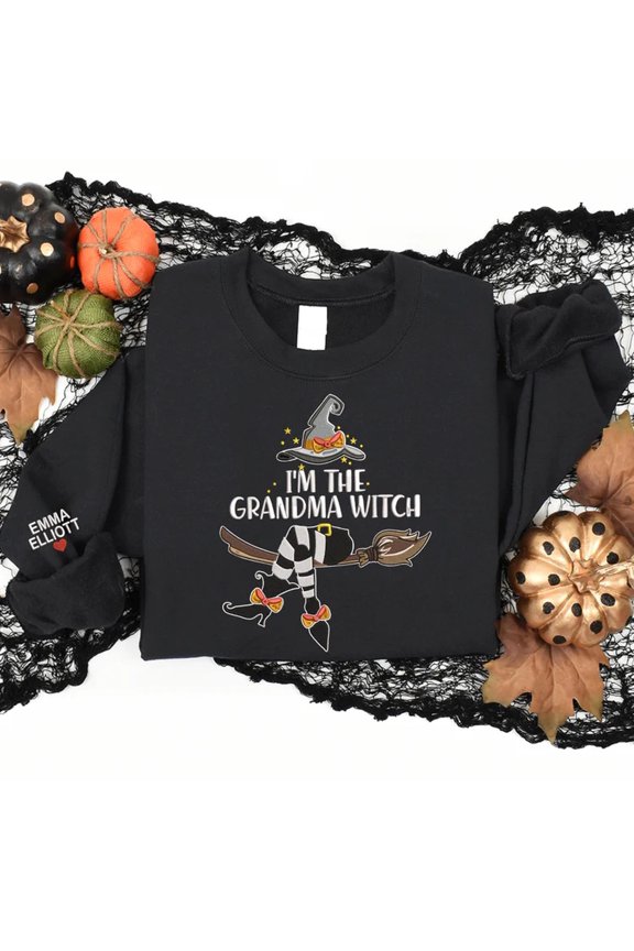 I'm The Grandma Witch Sweatshirt, Grandma & Kids Halloween, Gift For Grandma Embroidered, Unisex Sweatshirt, LINHKHA