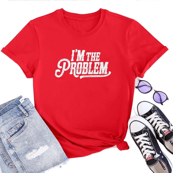 I'm The Problem Women's Graphic T-Shirt – Funny Country Music Tee, Western Casual Top, Soft Cotton Concert Outfit