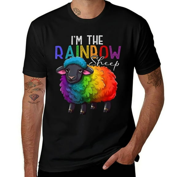 I'm The Rainbow Sheep In The Family Mens T Shirts Cotton Short Sleeve T-Shirt Crew Neck Tees Casual Shirt