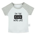 thumbnail image 1 of I'm The Reason We're Late Funny T shirt For Baby, Newborn Babies T-shirts, Infant Tops, 0-24M Kids Graphic Tees Clothing (Short Gray Raglan T-shirt, 18-24 Months), 1 of 4