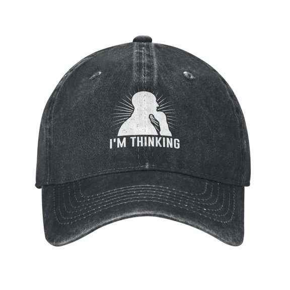 I'm Thinking Baseball Cap Golf Dad Hat Adjustable Washed Denim Trucker Hats Unconstructed Snapback Cap for Men Women Unisex Adult,Black