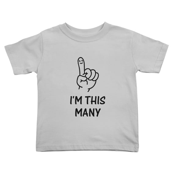 I'm This Many 1 First Birthday One Year Old Funny Toddler T-Shirts for Boys Girls (Gray, Youth M)