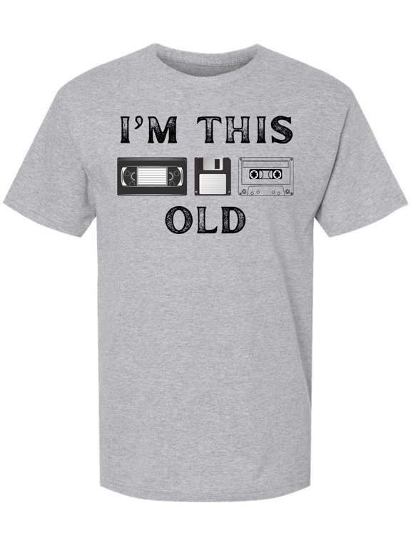 I'm This Old Printed T-Shirt Retro Tech 80s 90s Nostalgia Humor 100% Cotton Crewneck Tee (AthleticGrey, XX-Large)
