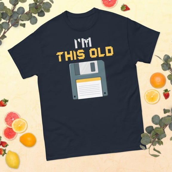 I'm This Old Retro Floppy Disk 1980s Men Women Art Graphic classic tee (Navy, XL)