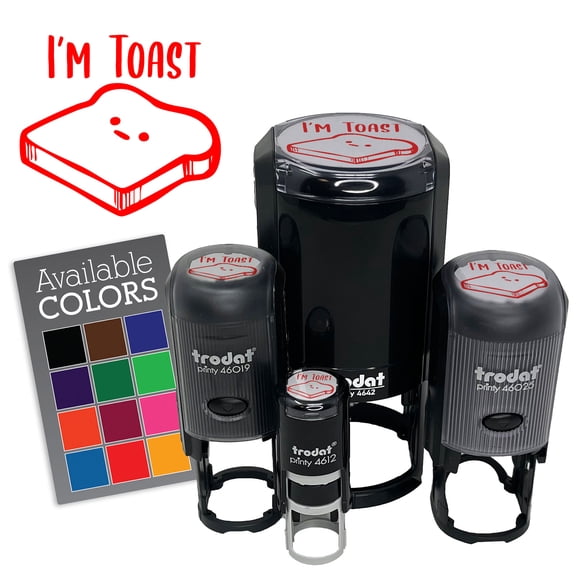 I'm Toast Funny Bread Concerned Self-Inking Rubber Stamp for Stamping Ink Stamper Crafting Planners - 1/2 Inch Mini - Blue Ink