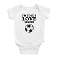 thumbnail image 1 of I'm Told I Like Soccer Cute Baby Clothes Outfits Boy Girl Unisex, 1 of 5