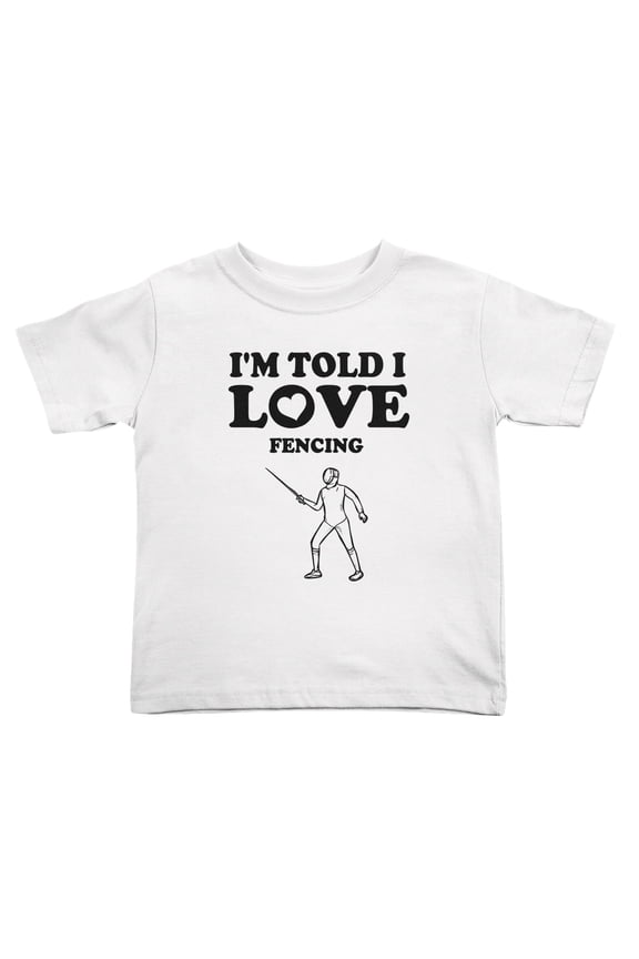 I'm Told I love Fencing Cute Toddler T Shirts for Boys Girls (White, Youth M)