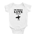 thumbnail image 1 of I'm Told I love Surfing Funny Baby Jumpsuit Boy Girl Unisex, 1 of 5