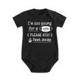 thumbnail image 1 of I'm Too Young for A Mask - Baby Clothes - Funny Newborn Bodysuit Outfits for Boys And Girls Black-style 0-3M, 1 of 5