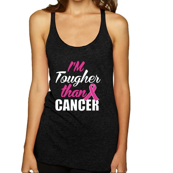 I'm Tougher Than Cancer Tri-Blend Racerback Tank Top, Vintage Black, X-Large