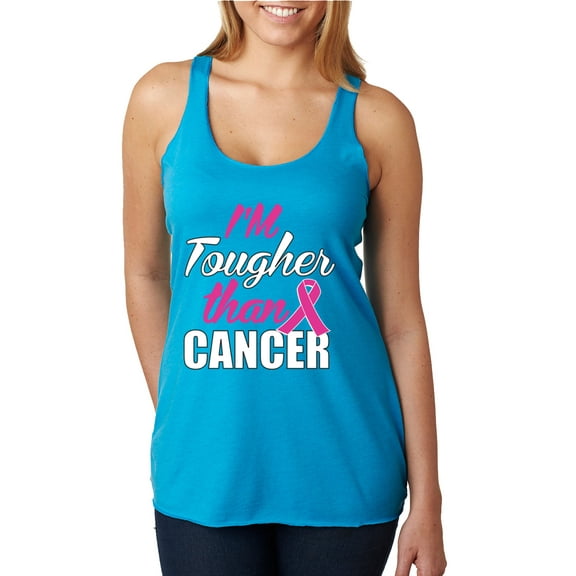 I'm Tougher Than Cancer Tri-Blend Racerback Tank Top, Vintage Turquoise, X-Large