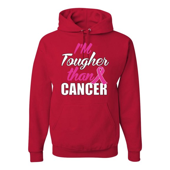 I'm Tougher Than Cancer Unisex Graphic Hoodie Sweatshirt, Red, Medium