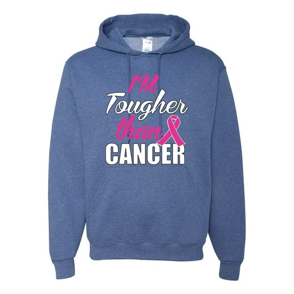 I'm Tougher Than Cancer Unisex Graphic Hoodie Sweatshirt, Vintage Heather Blue, Medium