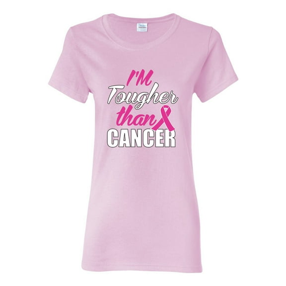 I'm Tougher Than Cancer Womens Graphic T-Shirt, Light Pink, Small