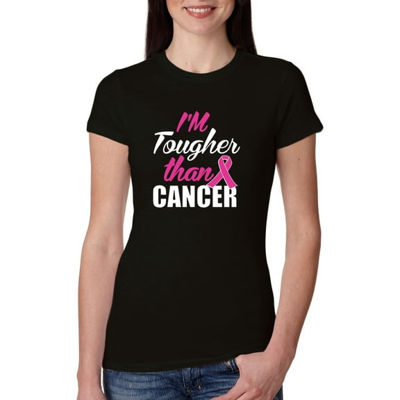 I'm Tougher Than Cancer Womens Slim Fit Junior Tee, Black, Small
