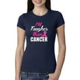 thumbnail image 1 of I'm Tougher Than Cancer Womens Slim Fit Junior Tee, Navy, Large, 1 of 3