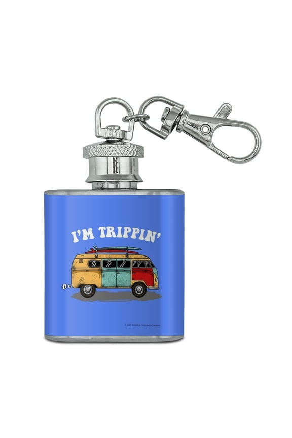 I'm Trippin' Retro Van Funny Humor Stainless Steel 1oz Mini Flask Key Chain