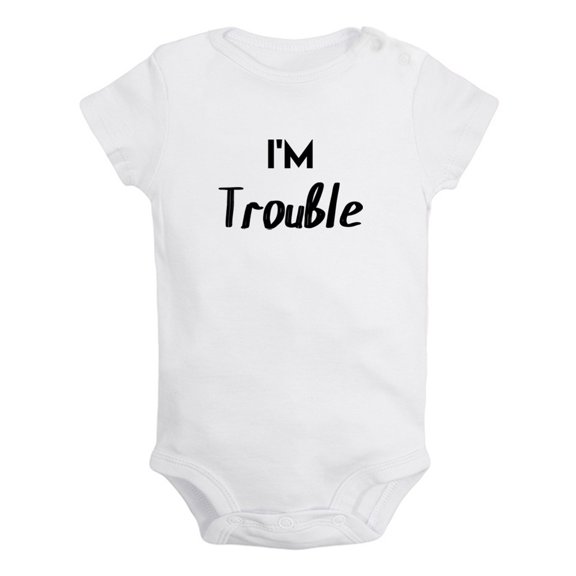 I'm Trouble Triplets Baby Romper Newborn Funny Bodysuits Infant Jumpsuits Kids Clothes Graphic Outfits