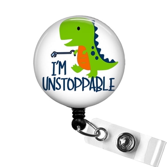 I'm Unstoppable OT Badge Reel – Funny Dino ID Holder for OTs, PICU Nurses, Occupational Therapy