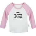 thumbnail image 1 of I'm Watching The Game With My Daddy Funny T shirt For Baby, Newborn Babies T-shirts, Infant Tops, 0-24M Kids Graphic Tees Clothing (Long Pink Raglan T-shirt, 6-12 Months), 1 of 4