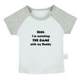thumbnail image 1 of I'm Watching The Game With My Daddy Funny T shirt For Baby, Newborn Babies T-shirts, Infant Tops, 0-24M Kids Graphic Tees Clothing (Short Gray Raglan T-shirt, 18-24 Months), 1 of 4
