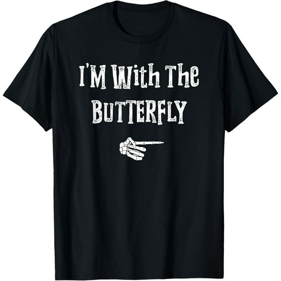 I'm With Butterfly Halloween Costume Funny Couples Matching T-Shirt