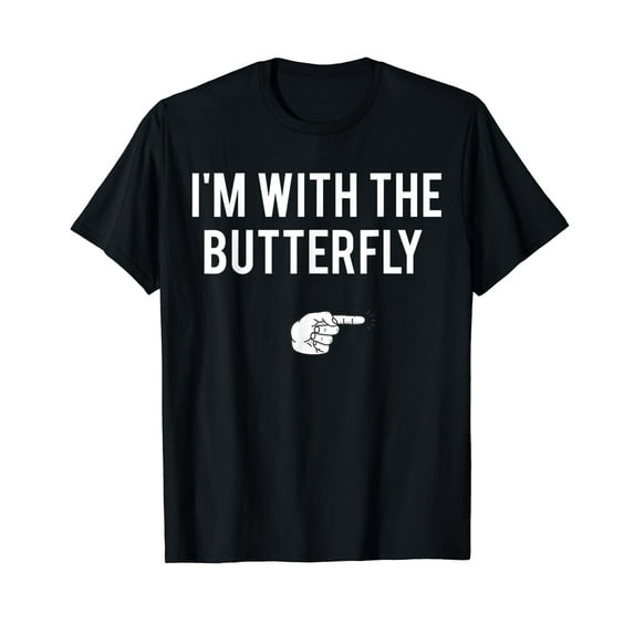 I'm With Butterfly Halloween Costume Party Matching Couples T-Shirt