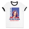 thumbnail image 1 of I'm With Her Kamala Ringer Tee Shirt Unisex Small White/Black, 1 of 5