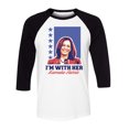 thumbnail image 1 of I'm With Her Kamala Three-Quarter Raglan Sleeve Baseball Shirt Unisex Medium White/Black, 1 of 5