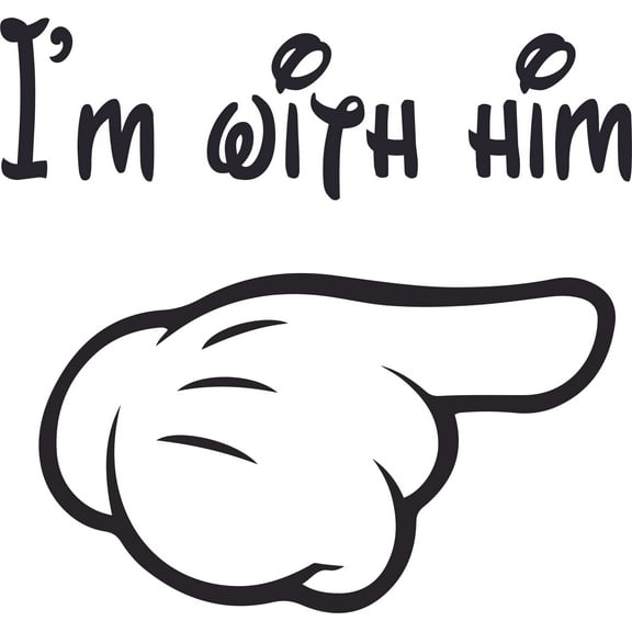 I'm With Him Hands Couple Customized Wall Decal - Custom Vinyl Wall Art - Personalized Name - Baby Girls Boys Kids Bedroom Wall Decal Room Decor Wall Stickers Decoration Size (30x30 inch)