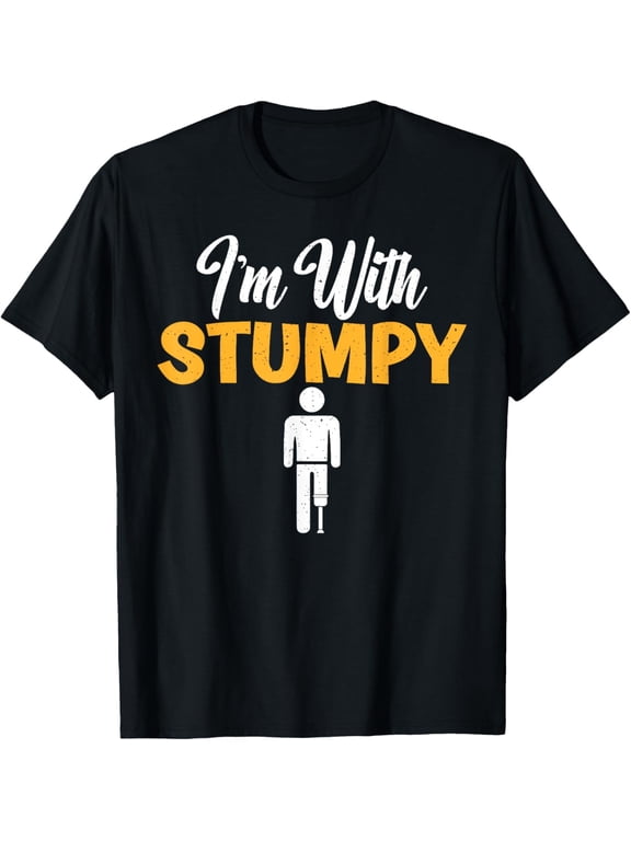 I'm With Stumpy Funny Amputee Support Graphic T-Shirt Retro Men's Women's Short Sleeve Cotton Novelty Tee