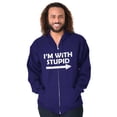 thumbnail image 1 of I'm With Stupid Best Friend BFF Goals Zip Up Hoodie Men's Women's Brisco Brands L, 1 of 5