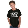 thumbnail image 1 of I'm With Stupid Classic Rude Insult Crewneck T Shirts Boy Girl Teen Brisco Brands L, 1 of 6