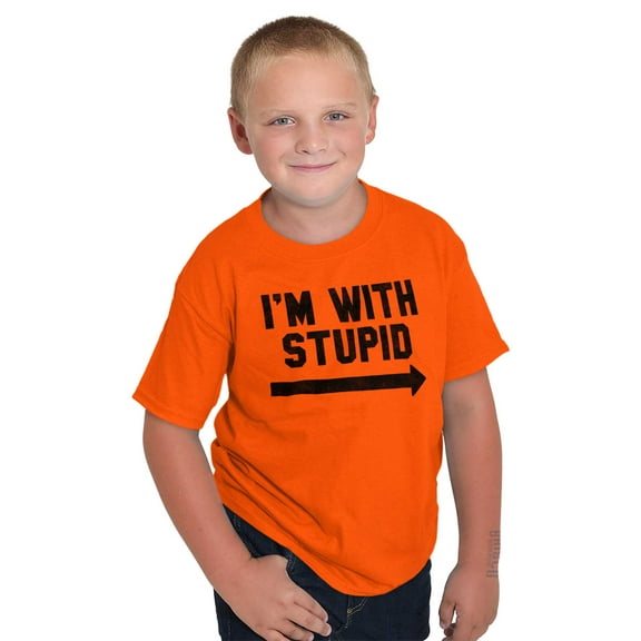 I'm With Stupid Classic Rude Insult Crewneck T Shirts Boy Girl Teen Brisco Brands XS