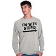 thumbnail image 1 of I'm With Stupid Classic Rude Insult Long Sleeve TShirt Men Women Brisco Brands X, 1 of 6