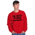 thumbnail image 1 of I'm With Stupid Classic Rude Insult Unisex Plus Size Sweatshirt Brisco Brands 3X, 1 of 6
