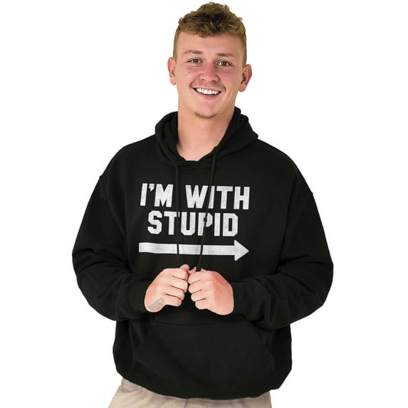 I'm With Stupid Classic Rude Insult Unisex Plus Fleece Graphic Hoodie Brisco Brands 2X