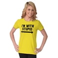 thumbnail image 1 of I'm With Stupid Classic Rude Insult Women's T Shirt Ladies Tee Brisco Brands 3X, 1 of 6