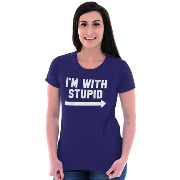 I'm With Stupid Classic Rude Insult Womens Slim Fit Graphic Tee Brisco Brands S