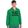 thumbnail image 1 of I'm With Stupid Classic Rude Insult Zip Up Hoodie Men's Women's Brisco Brands X, 1 of 6
