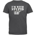 thumbnail image 1 of I'm With Stupid Left Funny Dark Heather Adult T-Shirt - 2X-Large, 1 of 1