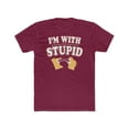 thumbnail image 1 of I'm With Stupid Minnesota vs. Wisconsin Men's Cotton Crew Tee, 1 of 2