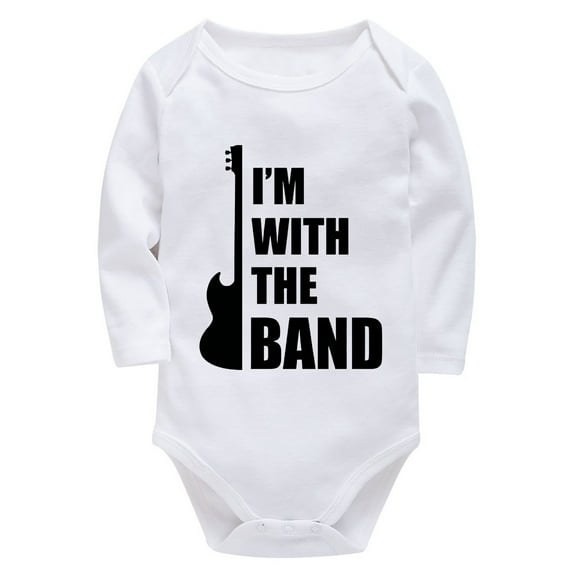 I'm With The Band Newborn Clothes for Boys Long Sleeve Baby Boy Romper White 6-9 Month Boy Romper