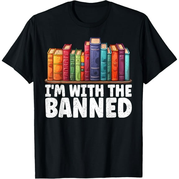 I'm With The Banned Funny Book Readers I Read Banned Books T-Shirt100% cotton short-sleeved shirt for both men and women