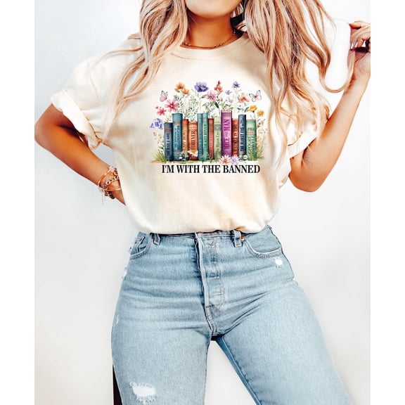 I'm With The Banned Tshirt, Banned Books Shirt, Banned Books Tee,Librarian Shirt,Bookworm Shirt, Read Banned Books, Book Lover TSHIRT All Size S-5XL