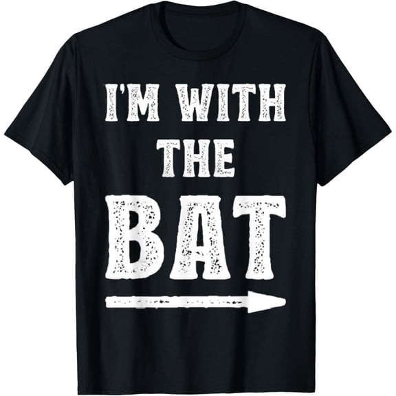I'm With The Bat Costume Halloween Matching Couple Lazy DIY T-Shirt