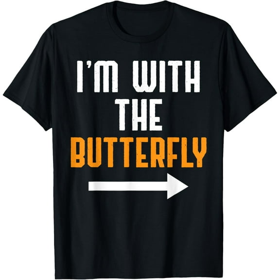 I'm With The Butterfly Shirt Costume Funny Halloween Couple T-Shirt