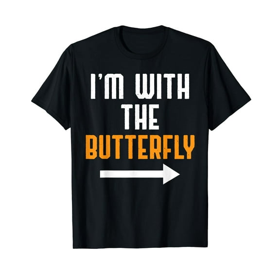 I'm With The Butterfly Shirt Costume Funny Halloween Couple T-Shirt