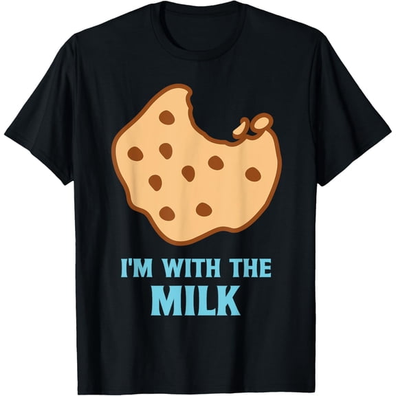 I'm With The Milk and Cookie Matching Couples Best Friends T-Shirt men and women can wear, black, white, gifts